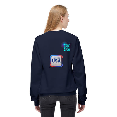 Signal of the Free™ Premium Glow Crewneck Sweatshirt — Retro QR American Flag Design