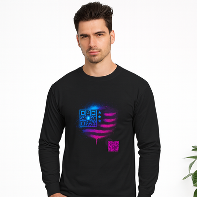 Neon Freedom Code™ Premium Long Sleeve Unisex Women / Men (scannable QR, USA badge)